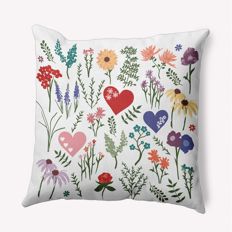 Coussin décoratif Valentine Garden, 26 po x 26 po, Blanc