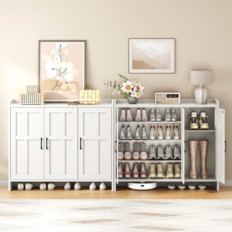 Multifunctional Freestanding Shoe Organizer With Adjustable Shelves