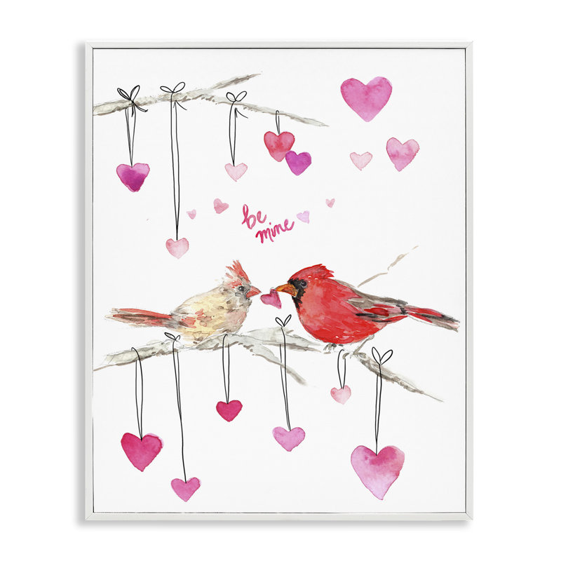 Be Be Mine Cardinals, art de la giclée encadrée par Melissa Hyatt, Giclée encadrée blanc bord de mer, H 20 po x l 16 po