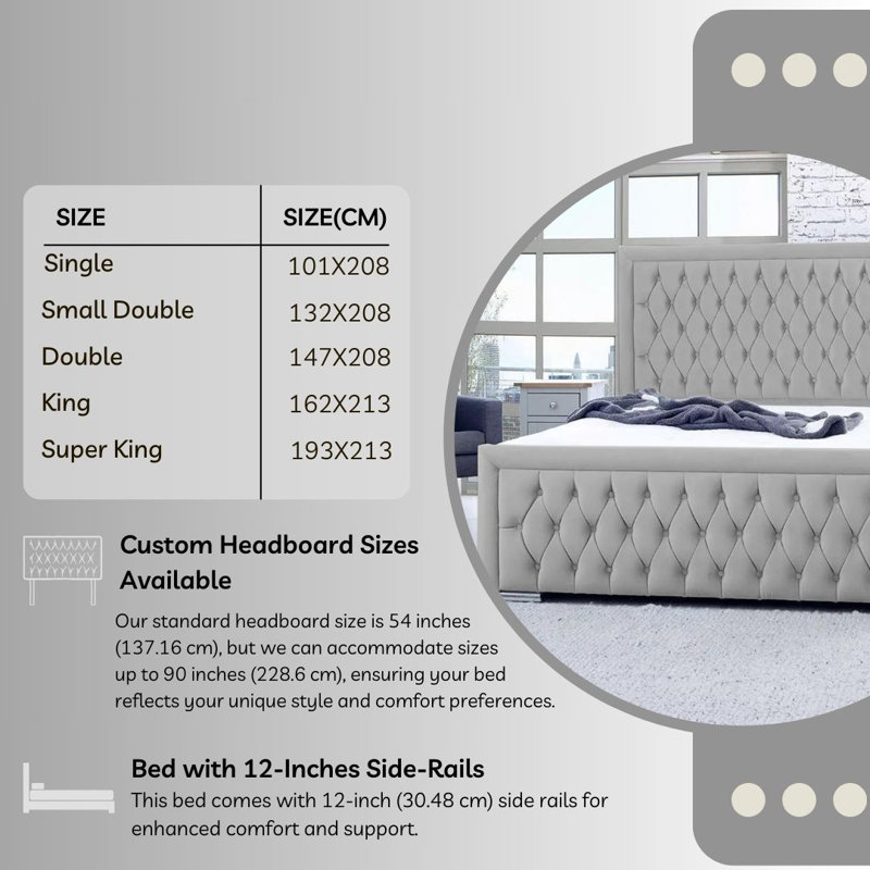 Chanoa Upholstered Ottoman Storage Bed, Double (4'6), Silver