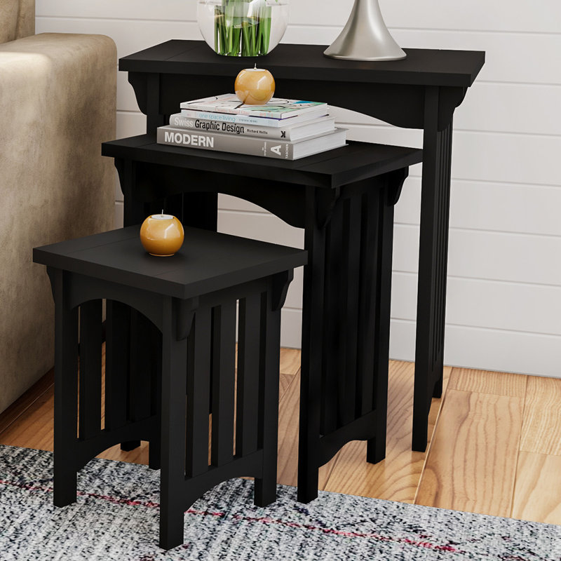 Halloran Nesting Tables- 3 Piece Traditional with Mission Style Legs for Living Room Coffee Tables or Nightstands-Home Accent Furniture