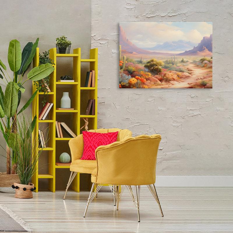 Toile fleurie avec sentier du désert, design par Franklyn Gregory, H 24 po x l 36 po