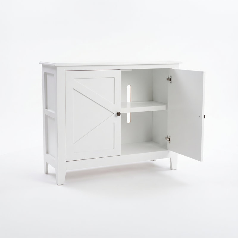 Maye 42" Wide Farmhouse 2-Door Accent Storage Cabinet With Interior Shelves, White