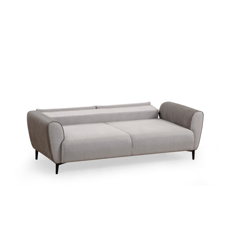 Canapé-lit 3 places, tissu gris, 84,6 po x 33,5 po x 33,5 po | Structure en bois de hêtre et en carton, 100% polyester | Mécanisme de dossier pivotant, coussins fixes, facile à nettoyer | Parfait pour le salon et les chambres d'amis