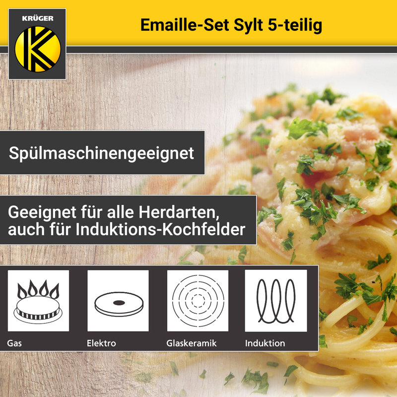 Krüger Enamel Set Sylt 5 Pieces, Blue