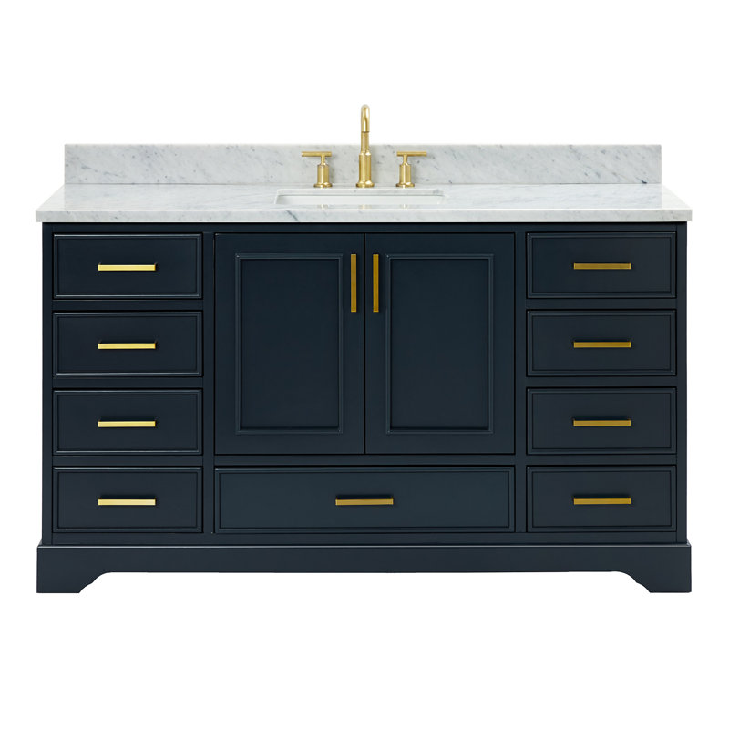 Meuble-lavabo simple avec plateau Abita 61, Bleu minuit