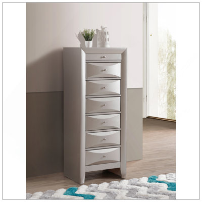 Commode pour femme 7 tiroirs Marilla, champagne argenté