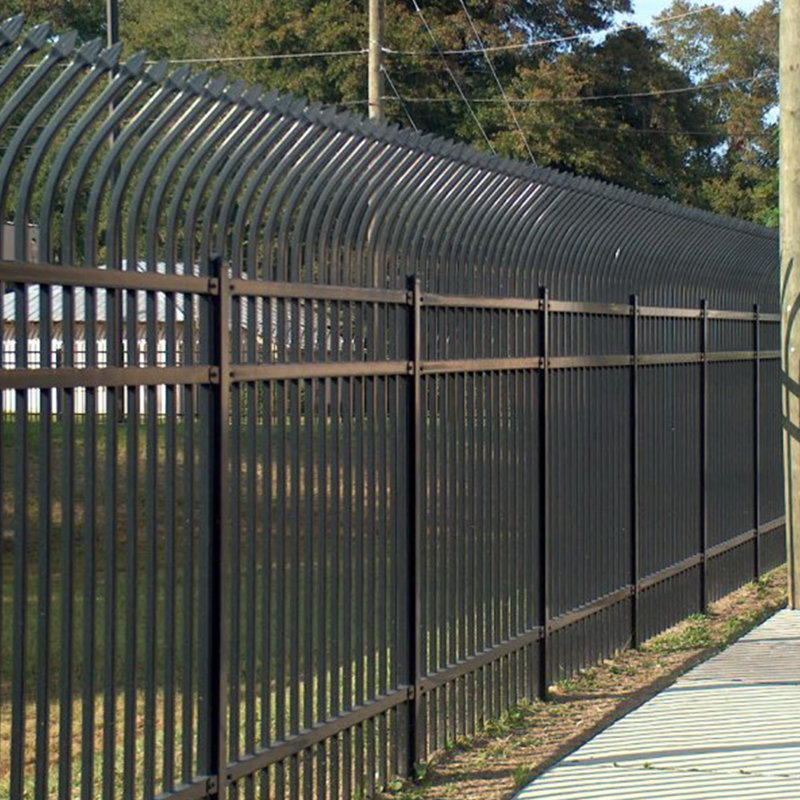 Athens Style Black Steel 8-Panel Curved Top Fence Kit