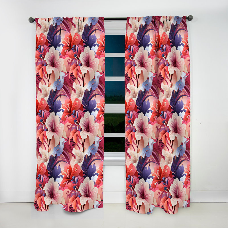 Motif tropical Coral Mirage Vii - rideau en velours tropical - obscurcissant - 1 panneau, L 52 po x L 90 po