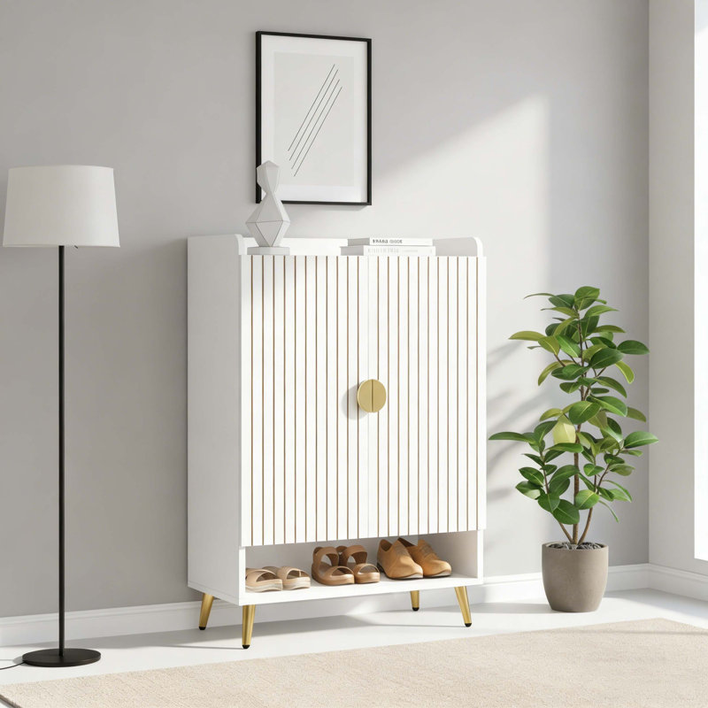 Organisateur de rangement pour armoire à chaussures à tablettes réglables, Blanc