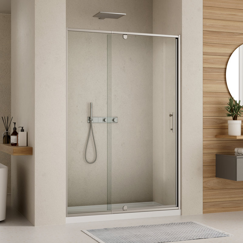 38-42" W x 71" H Pivot Glass Shower Door, Frame Swing Shower Door with 1/4"(6mm) Clear SGCC Tempered Glass, Chrome Finish, Reversible Installation