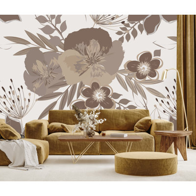 Panneau de papier peint adhésif floral L 10,4 pi x l 125 po