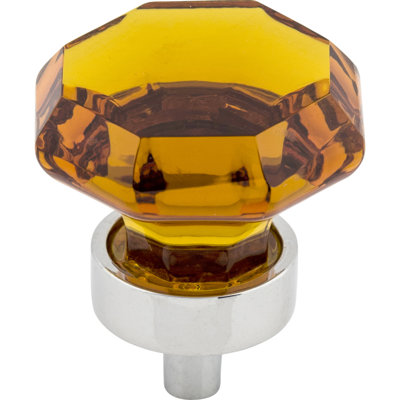 Black Octagon Crystal 1 3/8" Diameter Round Knob