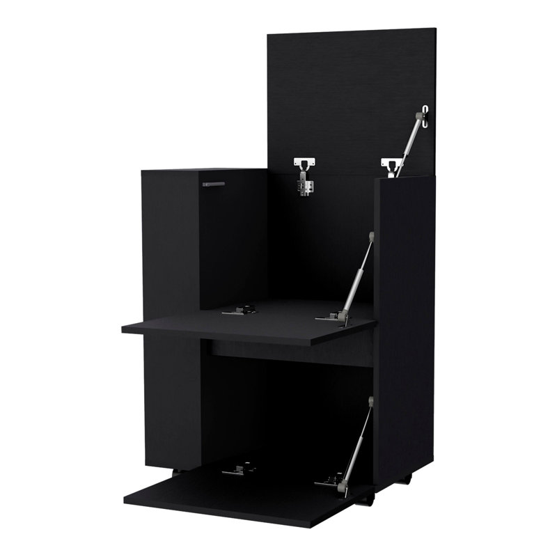 Kitchen Cart, Bar Cart With Four Wheels, Black