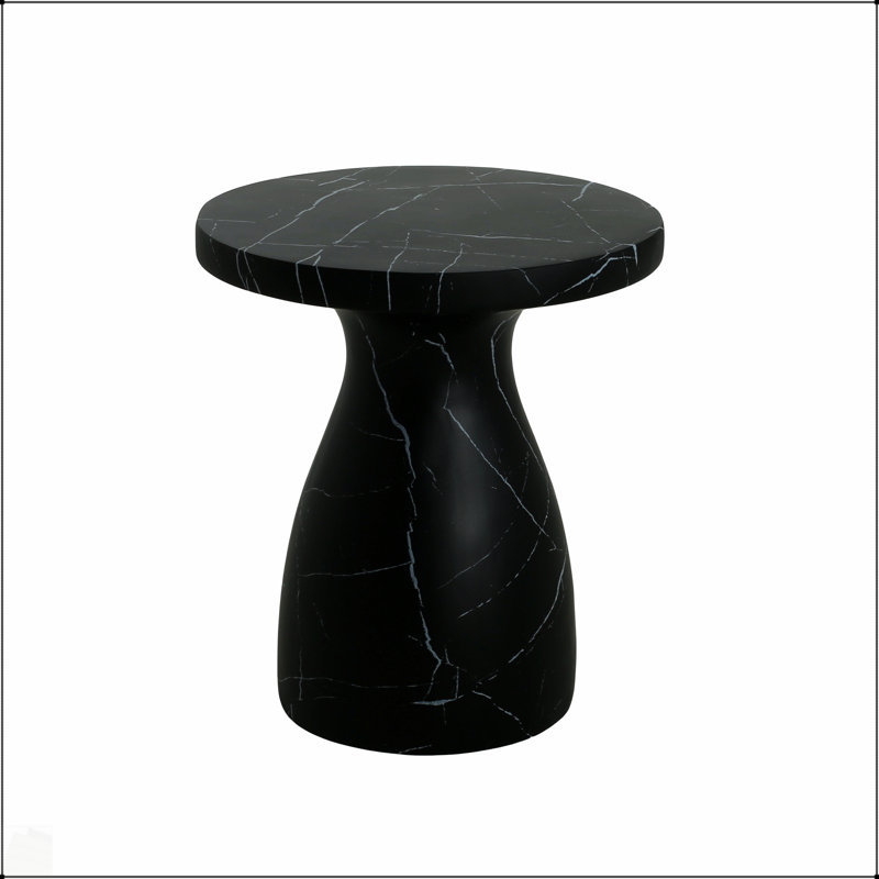 Table d'appoint d'extérieur en travertin MGO durable et élégante, béton léger avec motif de marbre noir élégant