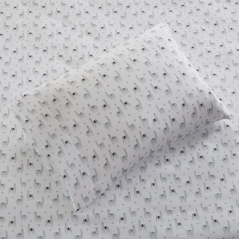 Twin XL Grey Llamas Microfiber Sheet Set