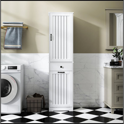 Laundry Cabinet ,with 1 Storage cabinet and 1 Drawer - White