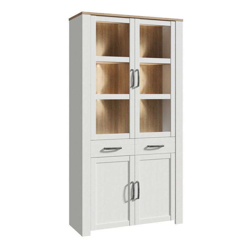 Abidan 4 Door 2 Drawer Display Stand, With, White