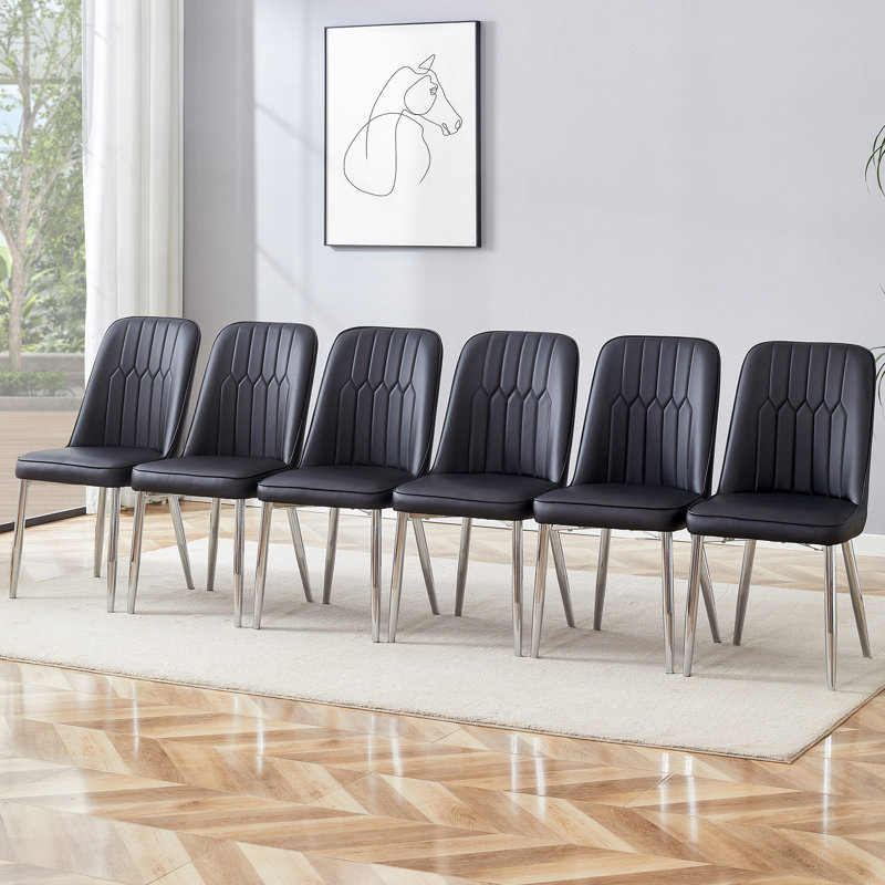 6 chaises de salle à manger modernes seulement, sans les tables, Noir