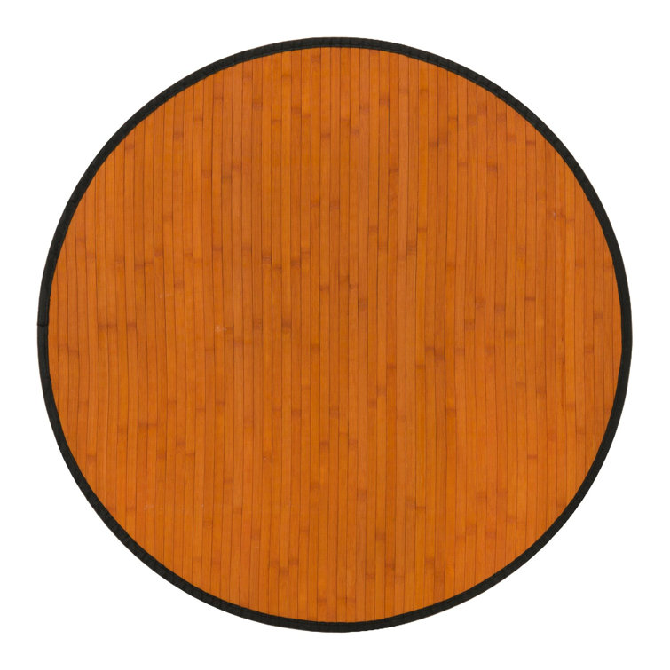 Trinidad Bamboo Slat/Seagrass Area Rug in Vintage Orange/Black