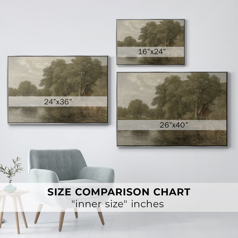 Paysage rétro - DCIX, H 27 po x l 41 po x P 2 po, Toile naturelle avec cadre flottant