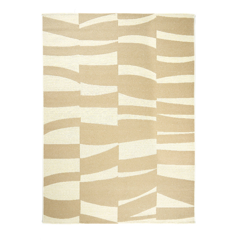 Tapis intérieur / extérieur en polypropylène tissé à la machine Wond Hour, Brun, 6 pi 7 po x 9 pi 4 po