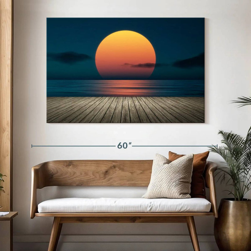 Gillard, coucher de soleil depuis le quai, H 34 po x l 51 po