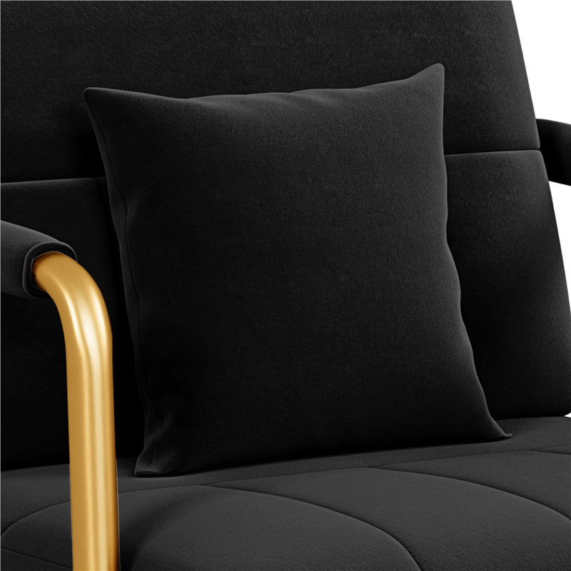 30″ W Accent Armchair with Cozy Pillow, Black