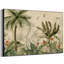 Très grand palmier et oiseaux de la jungle tropicale rétro, impression d'art mural encadré (assemblage de cadre requis)-105075766
