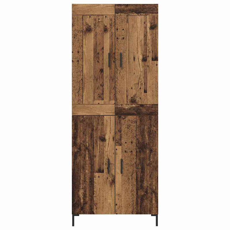  Highboard 2 Pcs Black Oak Engineered Wood, Old Wood