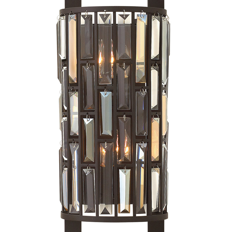 Vintage Bronze Dual-Light Candelabra Sconce with Amber Prism Accents