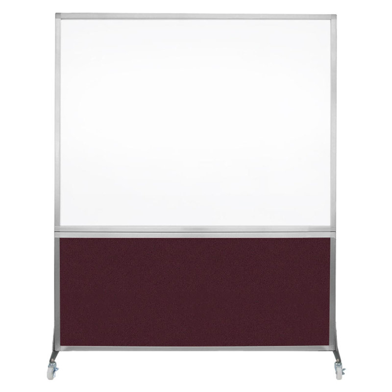 Tableau blanc mobile 6 'de haut DivideWrite, Canneberge, H 72 po x l 60 po, Argent