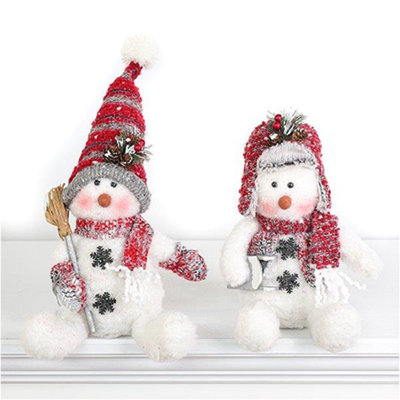 Ensemble de 2 bonhommes de neige assis