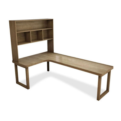 Bureau de direction en L en bois massif Burlywood