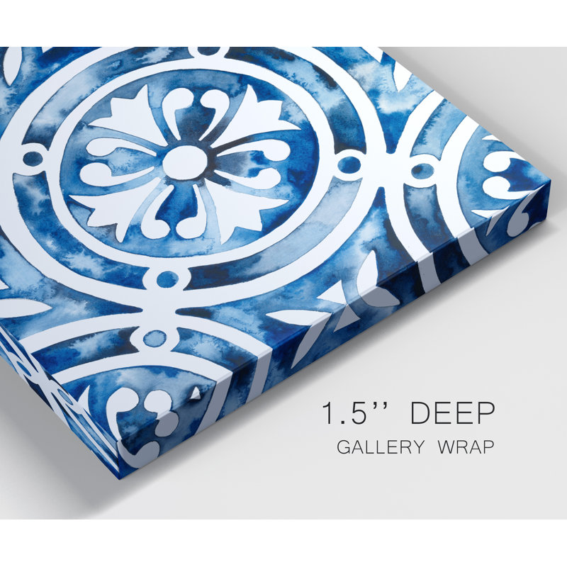 Aravella «Cobalt Tiles IV», reproduction sur toile tendue, H 16 po x l 16 po x P 1 po