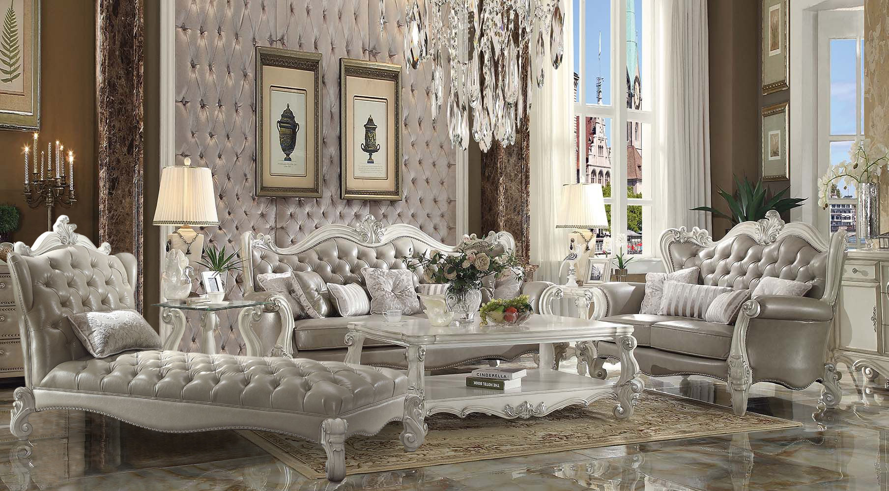 A&J Homes Studio Versailles 3 Piece Faux Leather Living Room Set Wayfair