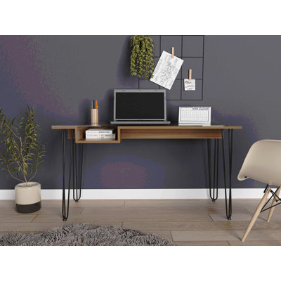 Bureau d'écriture rectangulaire à 1 tiroir avec pieds en épingle à cheveux idéal pour le bureau ou le bureau dans la chambre ou le salon