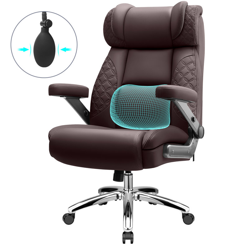 Joulon Ergonomic Tufted Big Tall  Adjustable Lumbar Support Executive Office Chair 500lbs, CoffeeBrown