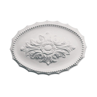 Médaillon de plafond ovale en polyuréthane à feuilles 17 po x 12 po x 1-5 / 8 po