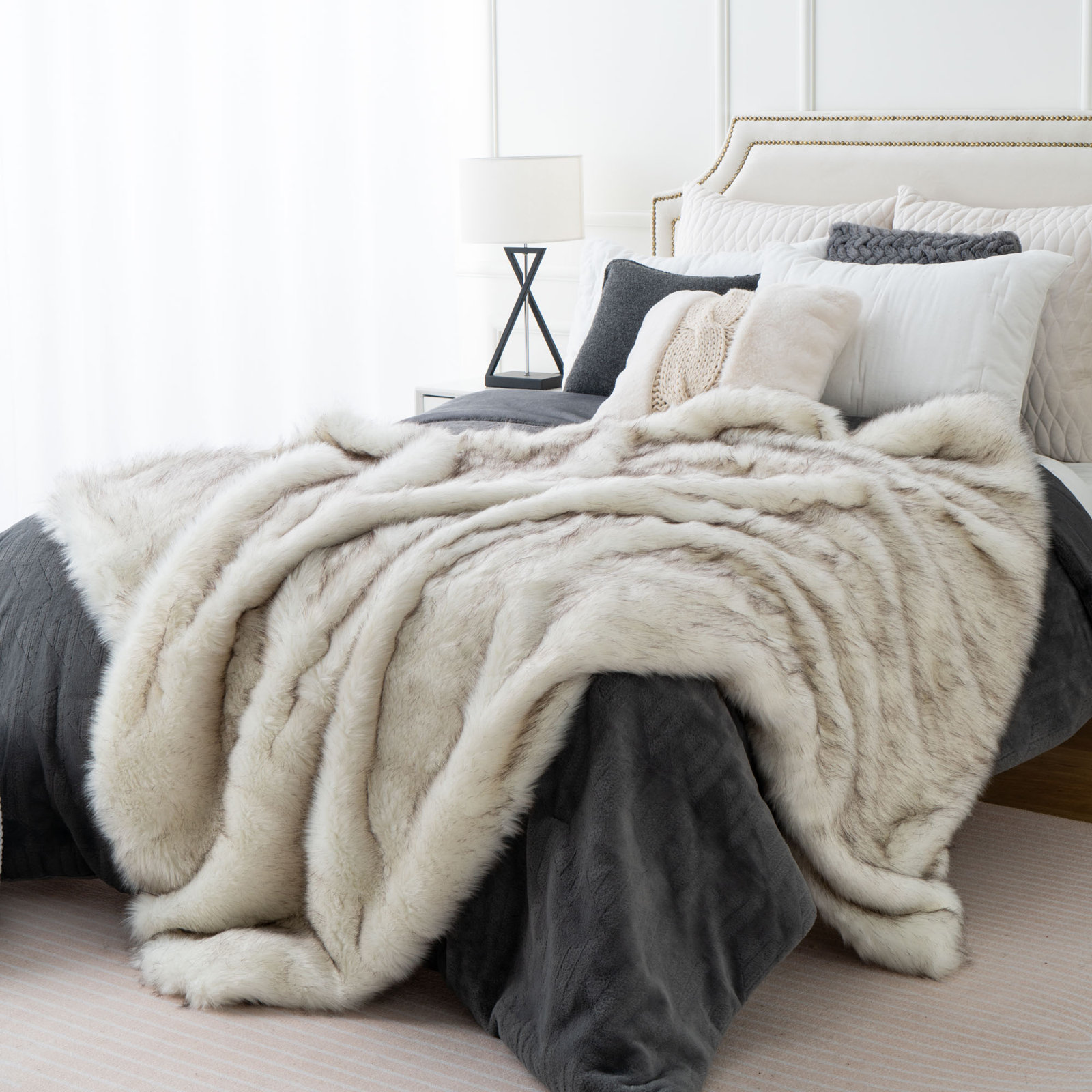Marrakesh Faux Fur Throw Blanket, 50" W x 80" L