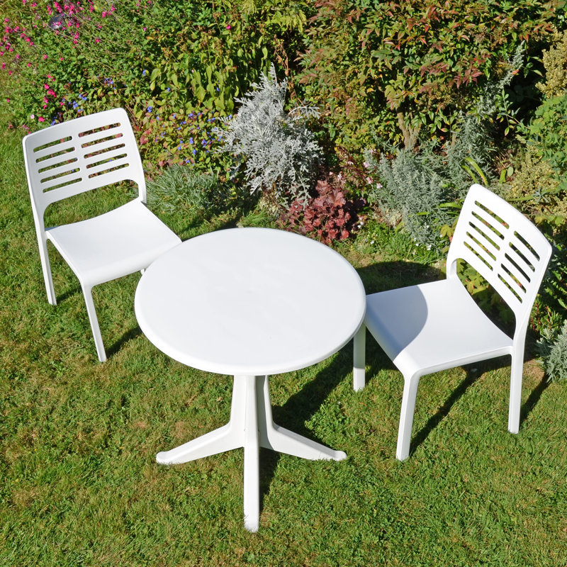 Rayville Bistro Table with 2  Chairs Garden Set, White