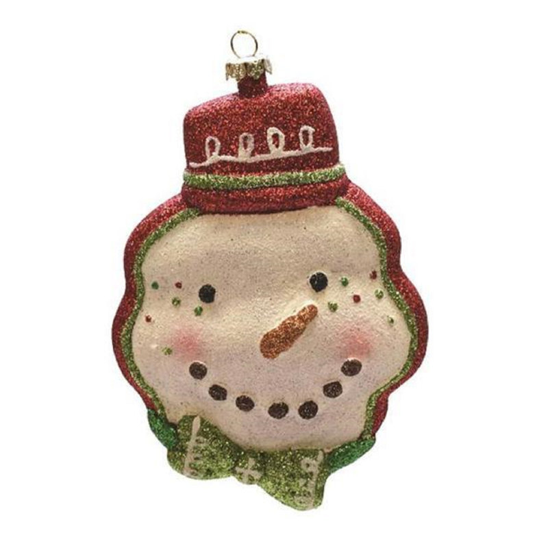 Ornement de Noël 5,75 po avec tête de bonhomme de neige incassable rouge et vert