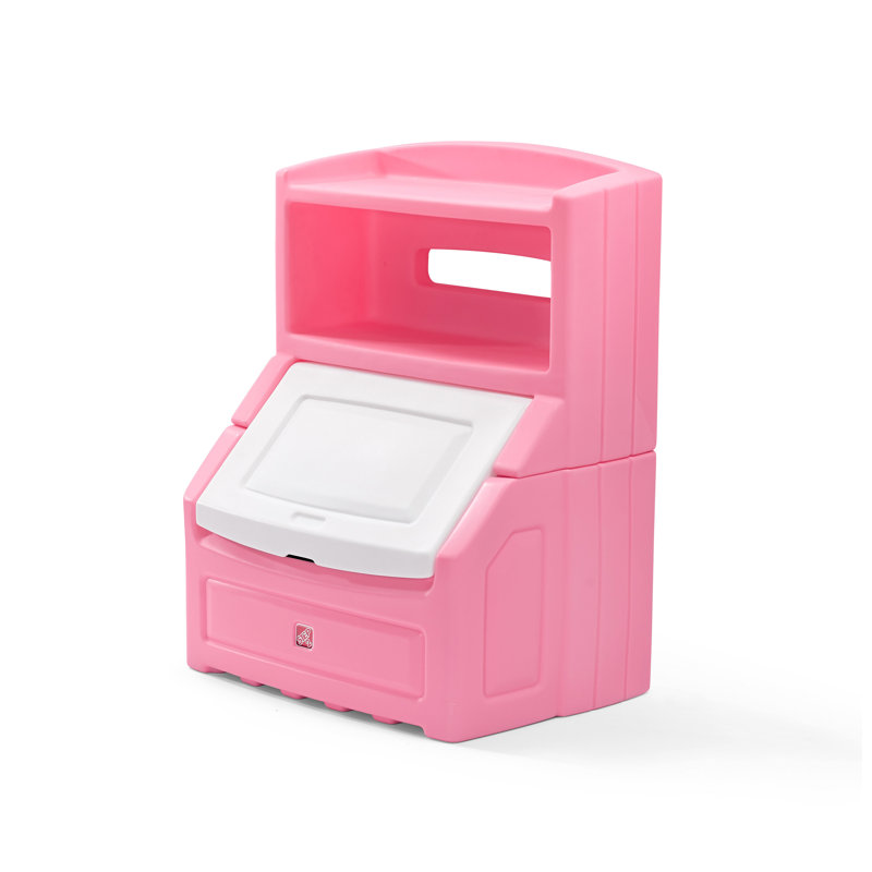 Step2 Lift and Hide Bookcase Toy Box, Pink/White