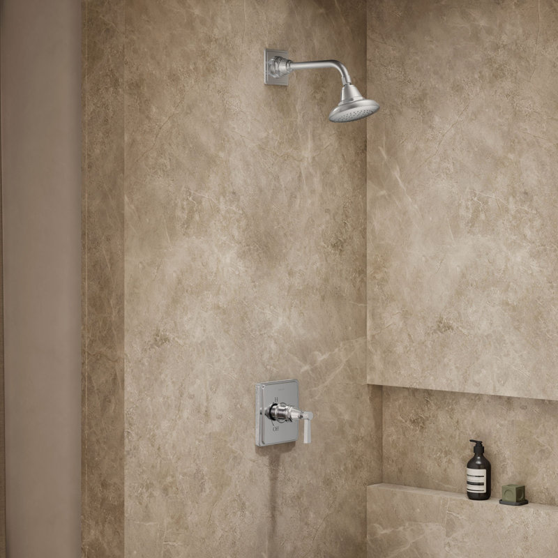 Robinet de douche à fines rayures, Chrome poli