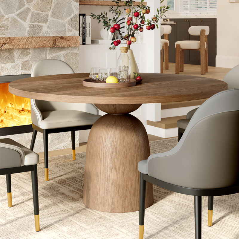 Ensembles de table de salle à manger 3/7/7 pièces Mid-Century en bois massif avec chaises rembourrées confortables