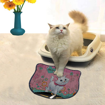 Tapis de litière durable pour chat, 15,7 po x 19,7 po | 50% PVC / 50% polyester, lavable à la machine et passer l'aspirateur | Parfait pour un nettoyage facile, conception antidérapante pour garder votre maison propre et fraîche, idéal pour les propriétaires d'animaux de compagnie