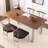 Retro Nut-Brwon Rectangular Solid Wood Steel Dining Table