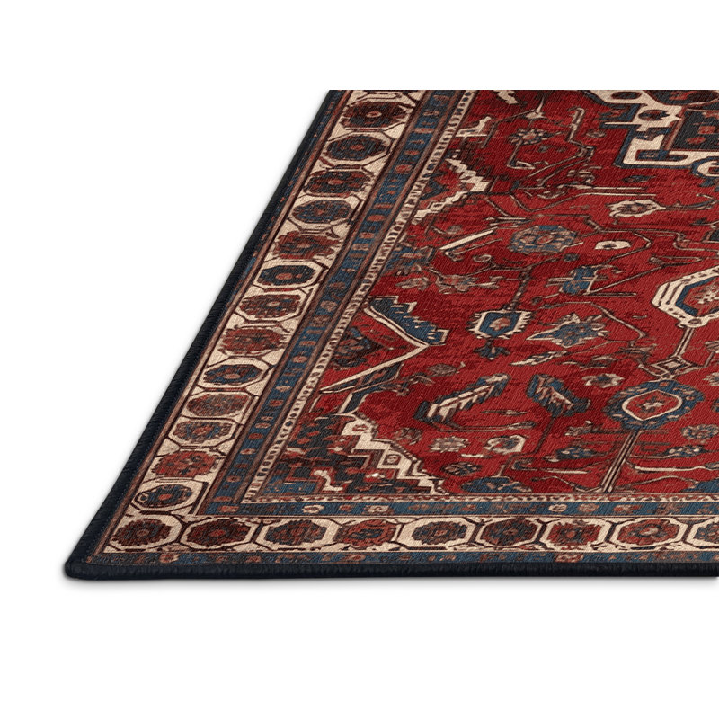 Tapis persan noir lavable à la machine, Carré 5 pi