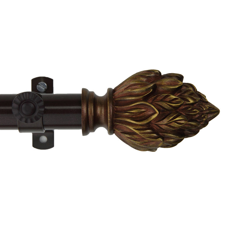Tringle à rideaux simple réglable 0,81 po Jaliyah, 28 po à 48 po (chaque côté), Cacao