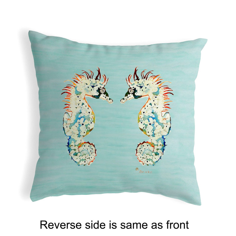  Betsy's Seahorses Indoor/Outdoor Lumbar Pillow, Teal